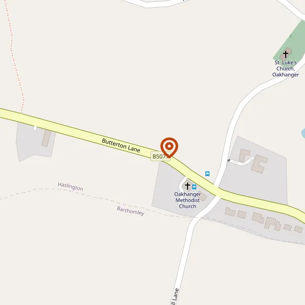 Map showing approximate location: WHITE MOSS, BUTTERTON LANE, BARTHOMLEY, CREWE, CHESHIRE, CW1 5UJ