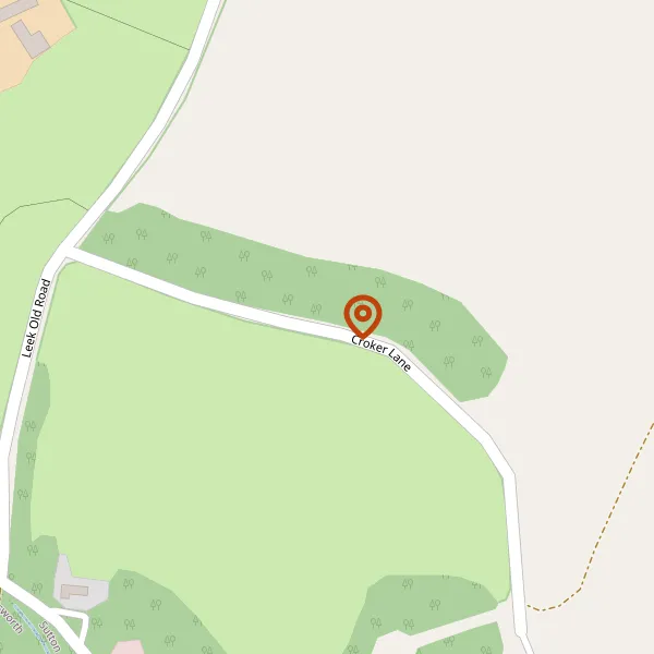 Map showing approximate location: LAND AT, CROKER FARM, CROKER LANE, SUTTON, CHESHIRE, SK11 0JD