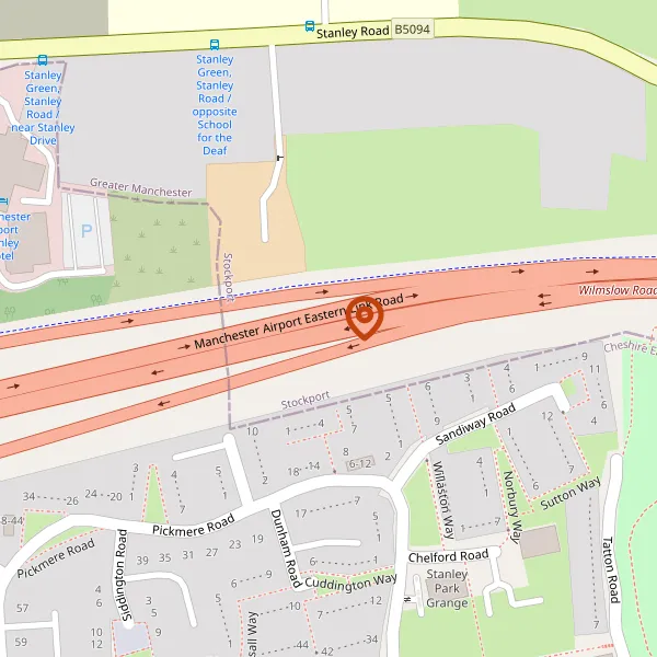 Map showing approximate location: Land East of the A34 and South of A555, Handforth, Cheshire