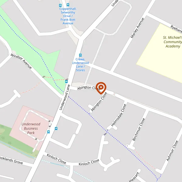 Map showing approximate location: 11, Abington Close, Crewe, CW1 3TL