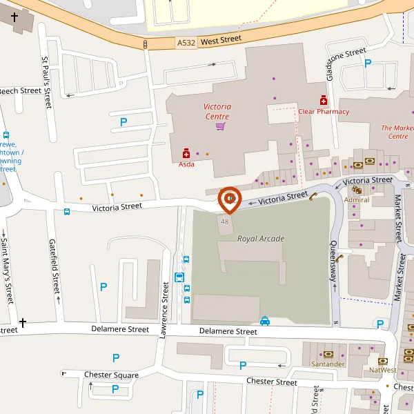 Map showing approximate location: Former Citizen Advice Bureau Site, VICTORIA STREET, CREWE