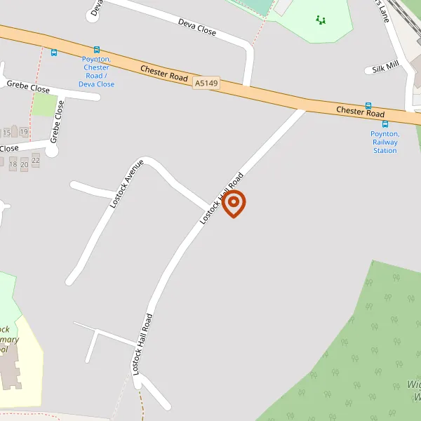 Map showing approximate location: 21, Lostock Hall Road, POYNTON, SK12 1DP