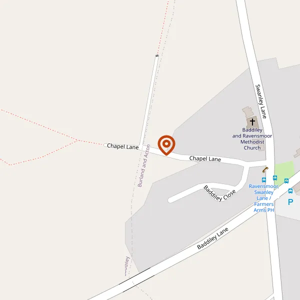 Map showing approximate location: Ravens Barn, CHAPEL LANE, BADDILEY, CW5 8PT