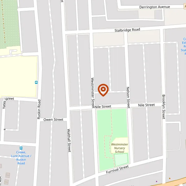 Map showing approximate location: 147, WESTMINSTER STREET, CREWE, CW2 7LF