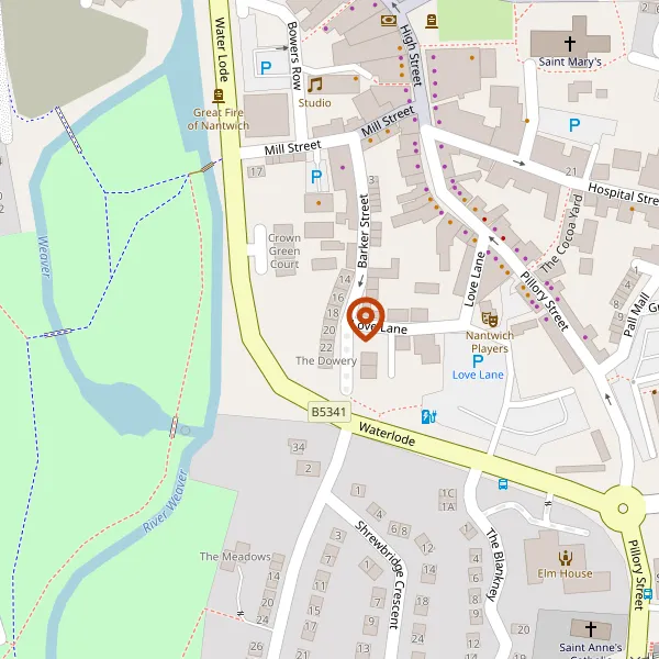 Map showing approximate location: 20, BARKER STREET, NANTWICH, CW5 5TE