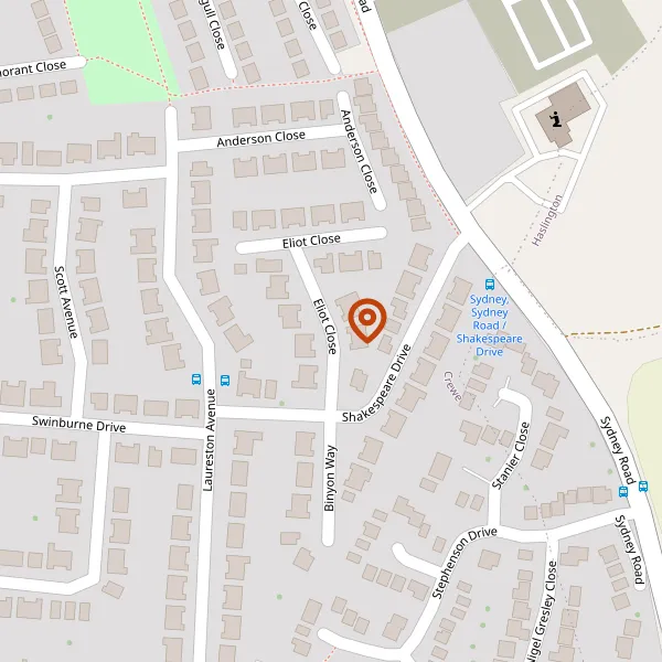 Map showing approximate location: 45, ELIOT CLOSE, CREWE, CW1 5HZ