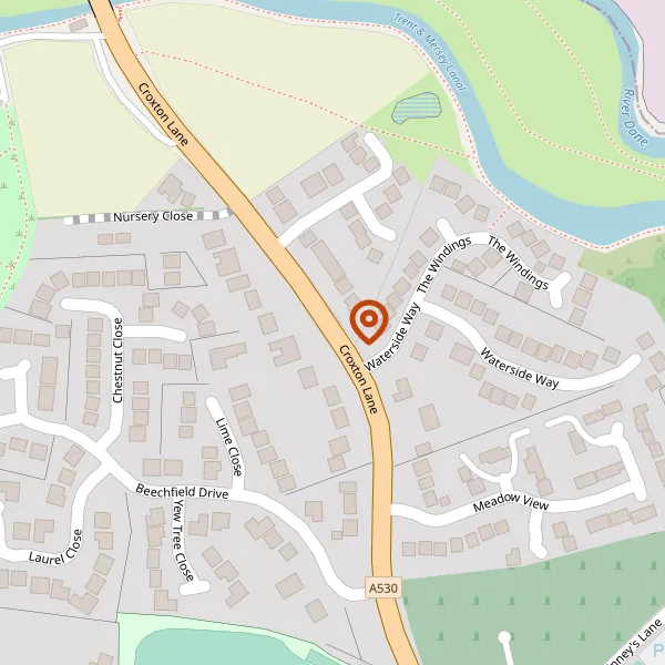 Map showing approximate location: Land East and West of, CROXTON LANE, MIDDLEWICH, CHESHIRE