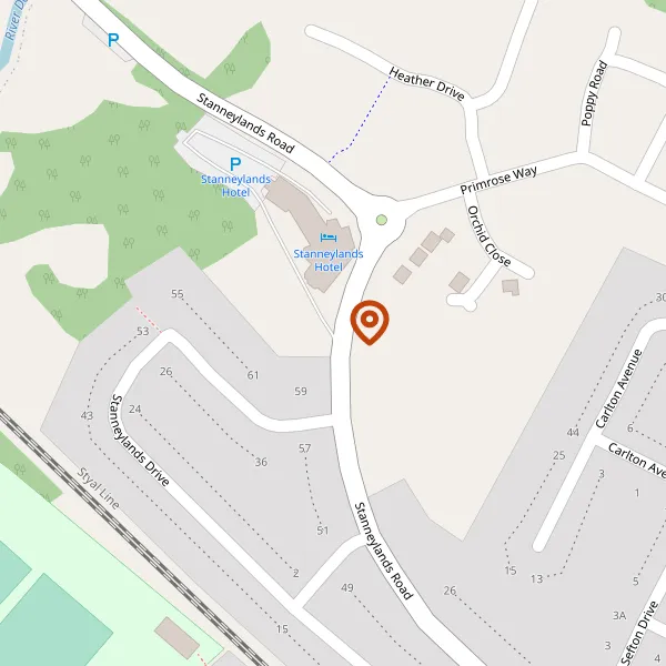 Map showing approximate location: LITTLE STANNEYLANDS, STANNEYLANDS ROAD, WILMSLOW, CHESHIRE, SK9 4ER