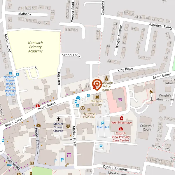 Map showing approximate location: The Gables, 55, Beam Street, Nantwich, CW5 5NF