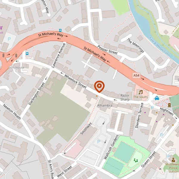 Map showing approximate location: LAND OFF, WHEELOCK STREET, MIDDLEWICH, CHESHIRE