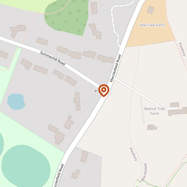 Map showing approximate location: RIDGEWAY, 90, MACCLESFIELD ROAD, PRESTBURY, CHESHIRE, SK10 4AG