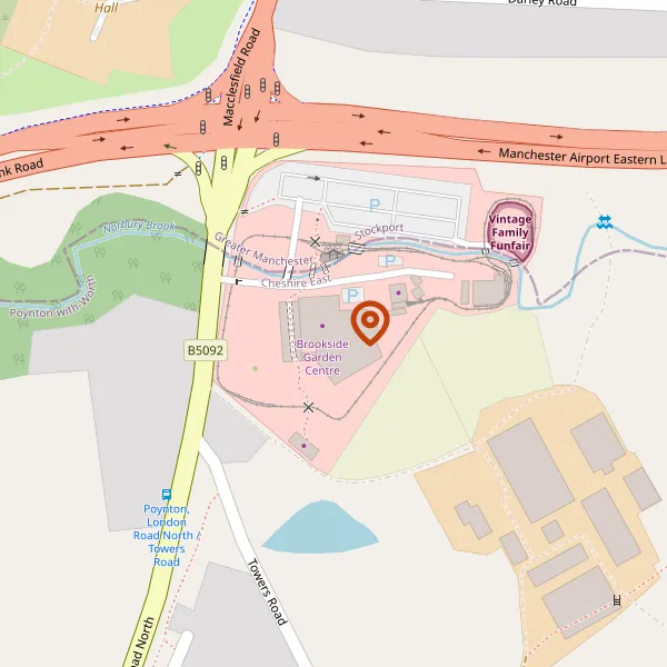 Map showing approximate location: Brookside Garden Centre, London Road North, Poynton, SK12 1BZ