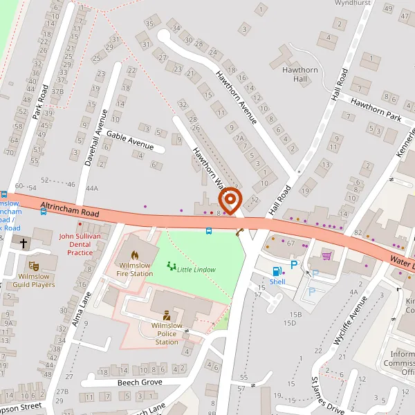 Map showing approximate location: Altrincham Road Dental Surgery, 12, Altrincham Road, Wilmslow, SK9 5ND