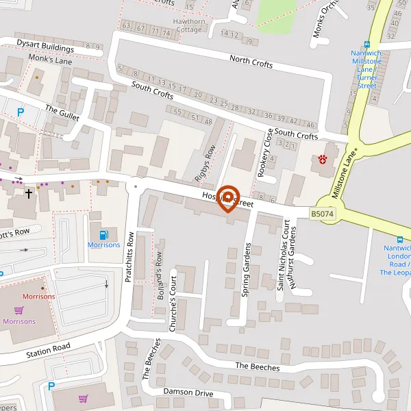 Map showing approximate location: 116, Hospital Street, Nantwich, CW5 5RY