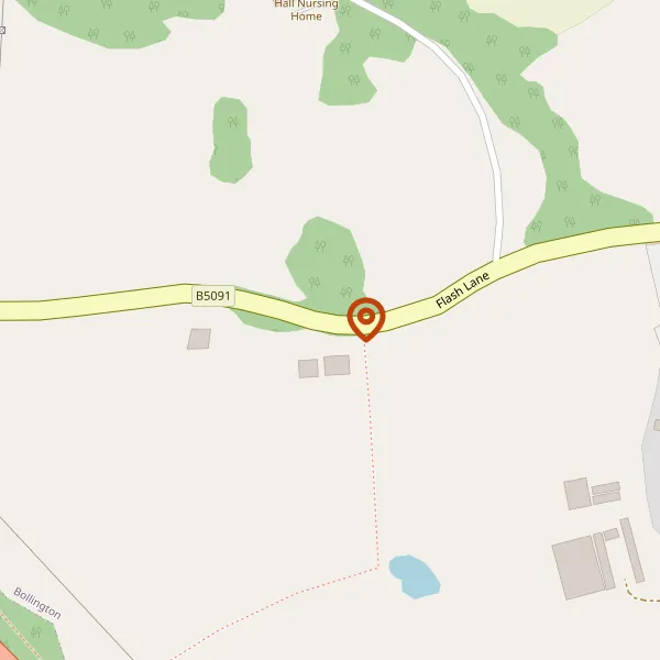 Map showing approximate location: The Coach House, 1, FLASH LANE, BOLLINGTON, SK10 5AQ