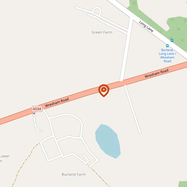 Map showing approximate location: Upper Green House, Wrexham Road, Burland, CW5 8ND