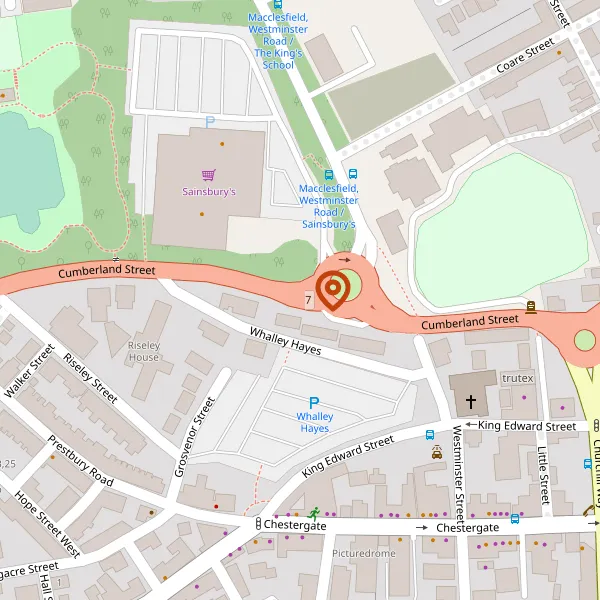 Map showing approximate location: KINGS SCHOOL, CUMBERLAND STREET, MACCLESFIELD, CHESHIRE, SK10 1DA