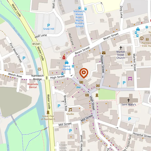 Map showing approximate location: 15, HIGH STREET, NANTWICH, CW5 5AH