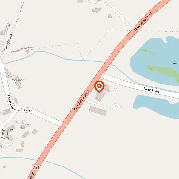 Map showing approximate location: Jubilee Garage, Newcastle Road, Moreton, CW12 4SB