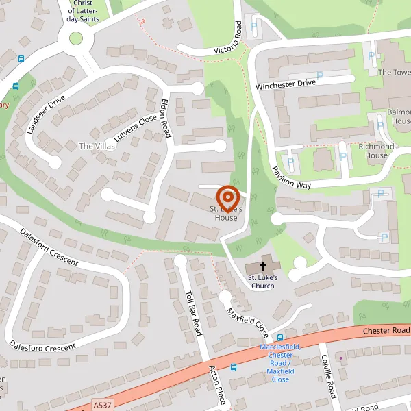 Map showing approximate location: St Lukes House, PAVILION WAY, MACCLESFIELD, SK10 3NE