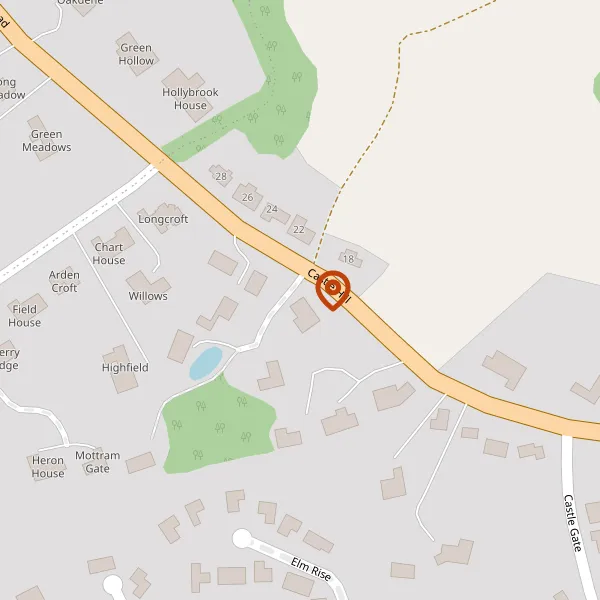 Map showing approximate location: Land Between 35 And 43, Castle Hill, Prestbury