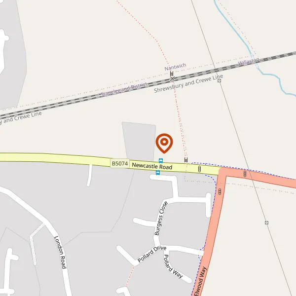 Map showing approximate location: Brookbank Cottage, NEWCASTLE ROAD, WILLASTON, CW5 7EJ