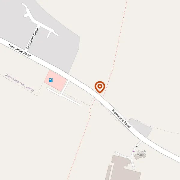 Map showing approximate location: Land South Of, NEWCASTLE ROAD, SHAVINGTON