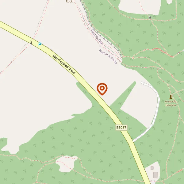 Map showing approximate location: Edgebank House, MACCLESFIELD ROAD, ALDERLEY EDGE, CHESHIRE, SK9 7BN