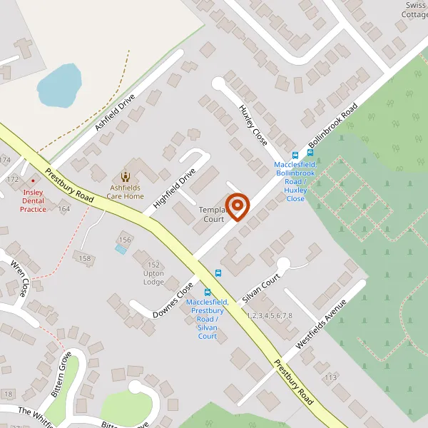 Map showing approximate location: TEMPLAR COURT, BOLLINBROOK ROAD, MACCLESFIELD, CHESHIRE, SK10 3DP