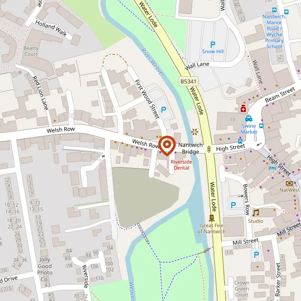 Map showing approximate location: 17, WELSH ROW, NANTWICH, CW5 5ED