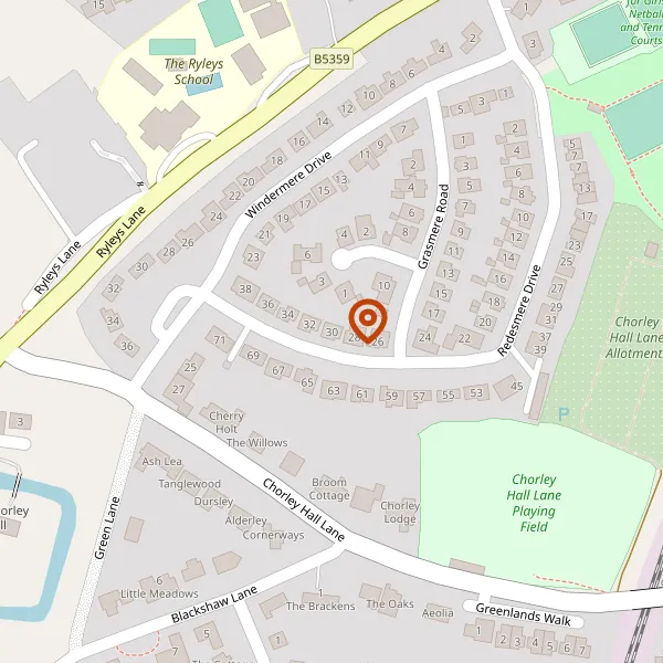 Map showing approximate location: 30, REDESMERE DRIVE, ALDERLEY EDGE, CHESHIRE, SK9 7UR