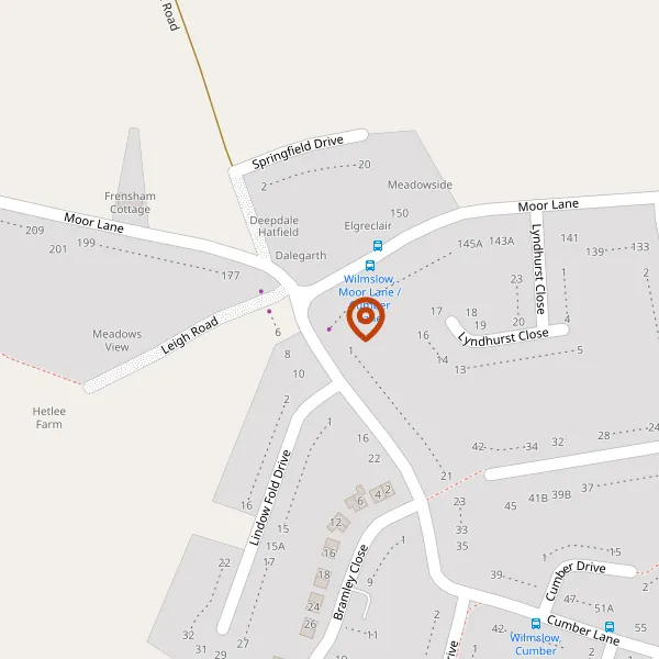 Map showing approximate location: 171, MOOR LANE, WILMSLOW, SK9 6BY