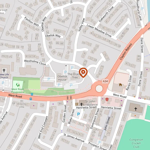 Map showing approximate location: The Cheshire Tavern, West Road, Congleton, CW12 4FY