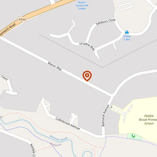 Map showing approximate location: 247, MANOR WAY, CREWE, CW2 6PH