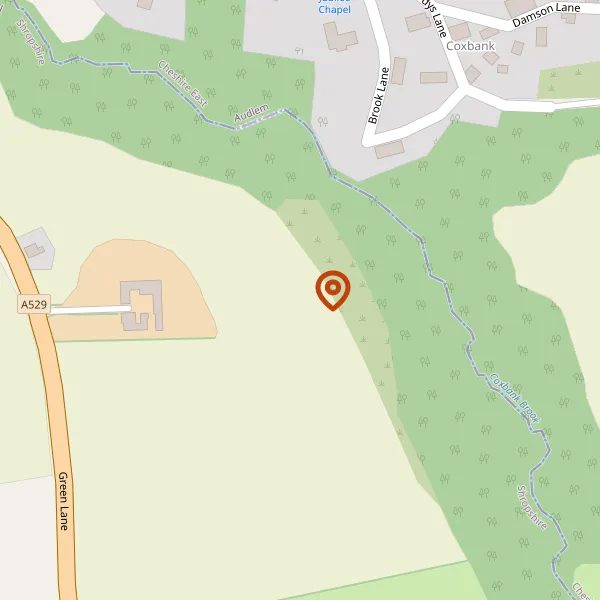 Map showing approximate location: Pheasants Rise, Damson Lane, Cox Bank, Cheshire, CW3 0EU