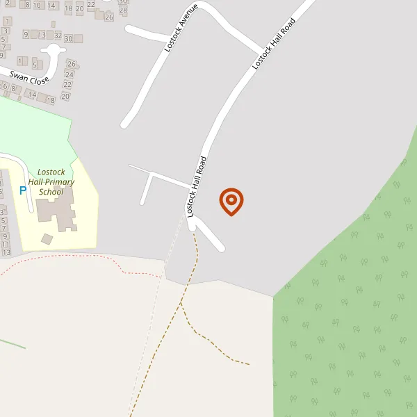 Map showing approximate location: Land Adjacent To Squirrels Chase, 33B, Lostock Hall Road, Poynton, Stockport, Cheshire, SK12 1DP