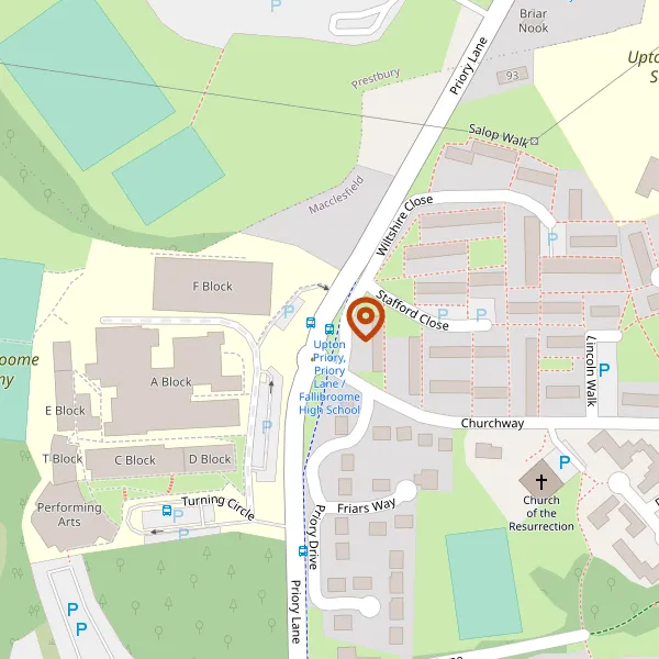 Map showing approximate location: Priory Park, PRIORY LANE, MACCLESFIELD, CHESHIRE, SK10 4AE