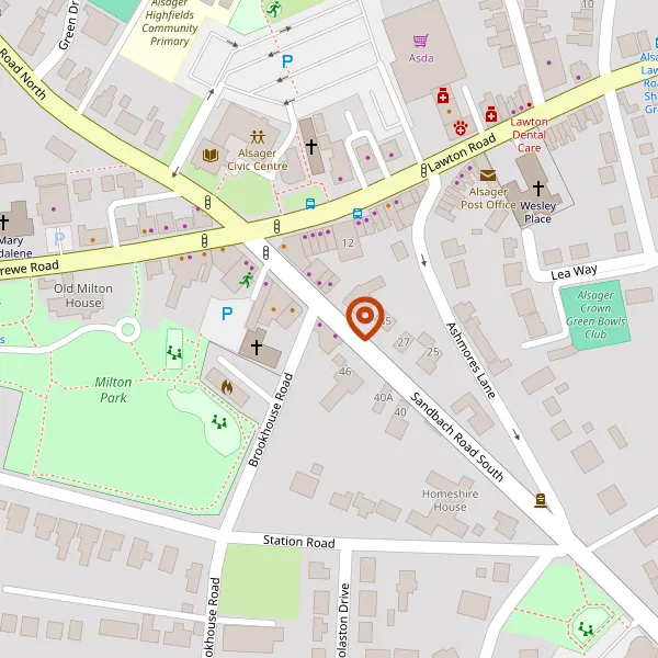 Map showing approximate location: 52, Sandbach Road South, Alsager, ST7 2LP