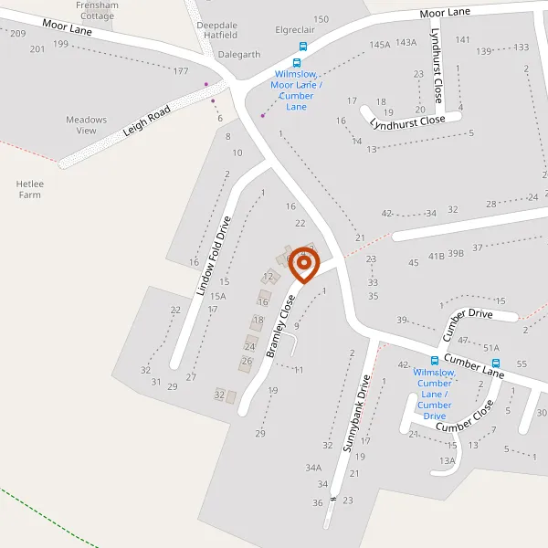 Map showing approximate location: 10, BRAMLEY CLOSE, WILMSLOW, CHESHIRE, SK9 6EP