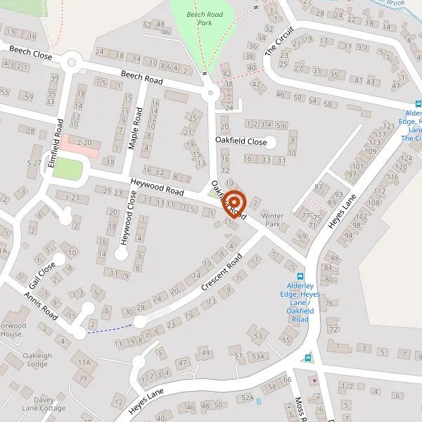 Map showing approximate location: 1, Heywood Road, Alderley Edge, SK9 7PN