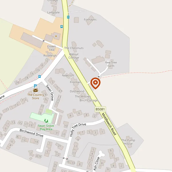 Map showing approximate location: Glengarry, Middlewich Road, Lower Peover, WA16 9PN