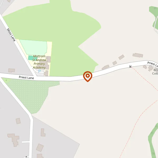 Map showing approximate location: Brook House Farm, Priest Lane, Mottram St Andrew, Cheshire, SK10 4QL