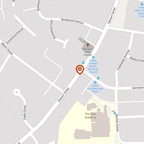 Map showing approximate location: 111, Stewart Street, Crewe, Cheshire, CW2 8LX