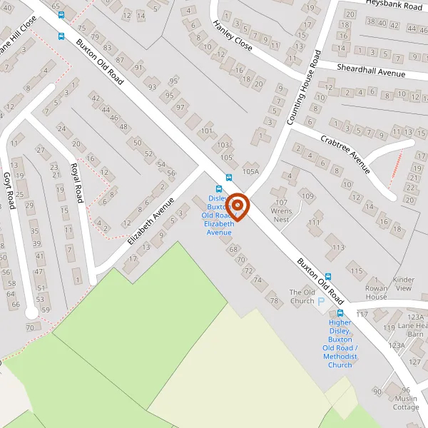 Map showing approximate location: 111, Buxton Old Road, Disley, Stockport, Cheshire, SK12 2BU