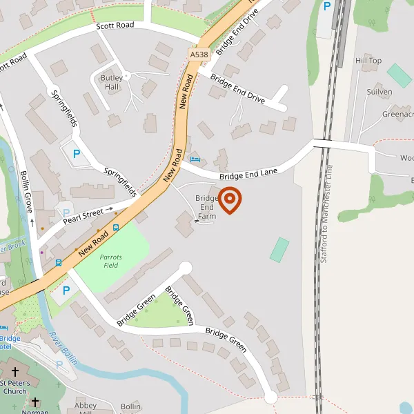 Map showing approximate location: BRIDGE END FARM, BRIDGE END LANE, PRESTBURY, SK10 4DJ