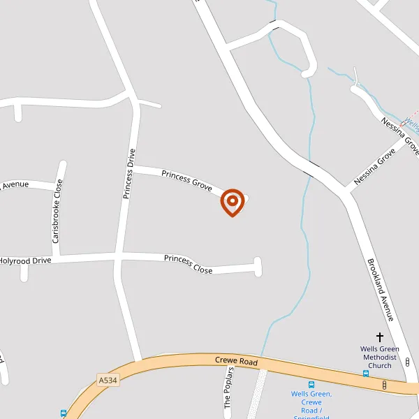 Map showing approximate location: 10, Princess Grove, Wistaston, CW2 8HR