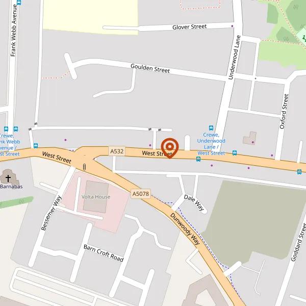 Map showing approximate location: STREET RECORD, WEST STREET, CREWE