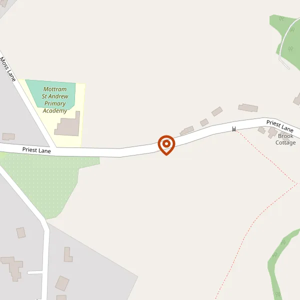 Map showing approximate location: Stables At, PRIEST LANE, MOTTRAM ST ANDREW