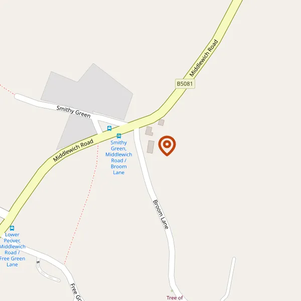 Map showing approximate location: Broom Lane Cottage, Broome Lane, Lower Peover, Wa16 9Pr