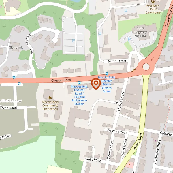 Map showing approximate location: 3, THE MALLARDS, CHESTER ROAD, MACCLESFIELD, CHESHIRE, SK11 8PT